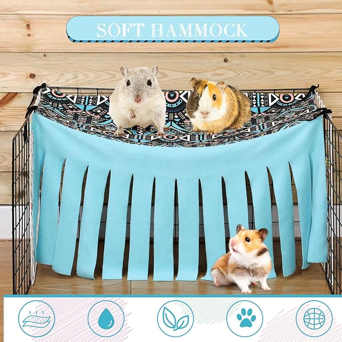 Shappy 2 Pcs Guinea Pig Hideout 27 x 14 Inch Large Size Hideaway Corner Fleece Toy Cage Accessories Cute Hammock for Ferrets Chinchillas Hedgehogs Small Pets (Heart and Geometry Pattern)