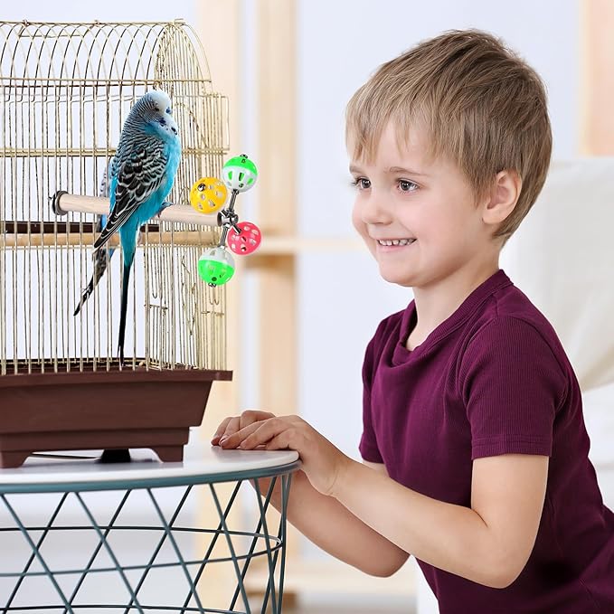 Teniinet Stand Perch Toy with Rotating Balls for Birds, Parakeets, Budgies, Cockatiels, Parrots, Budgerigars, Conures, Parrotlets, Ringnecks, Lovebirds (2Pcs)