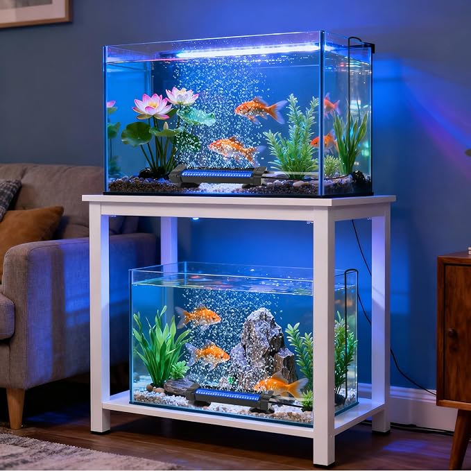 Fish Tank Bubbler Light for Aquarium: 2-in-1 Aquarium Grow Light with APP & Remote Control for Aquatic Pet Enthusiasts - RGB Changing Fish Lamp for 2-5 Gollon Freshwater Saltwater Tank Decor