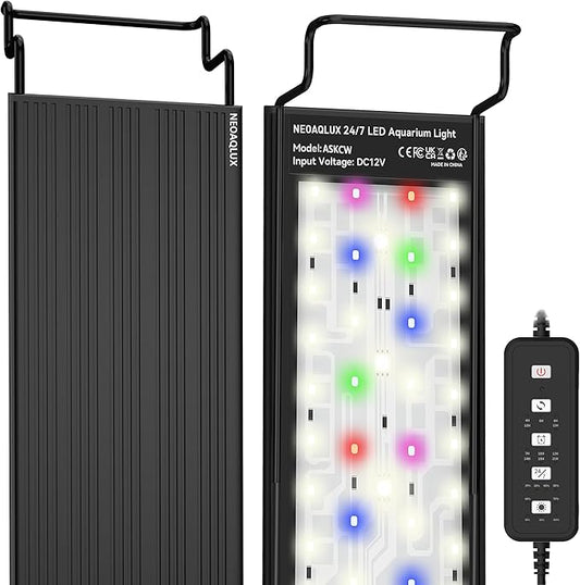 24/7 LED Aquarium Light for 30-36 Inch Plant & Fish Tank IP68, 12-Color & Gradient & Full Spectrum with Sunrise-Daylight-Moonlight, Auto On/Off, Brightness, Extendable Brackets for Freshwater