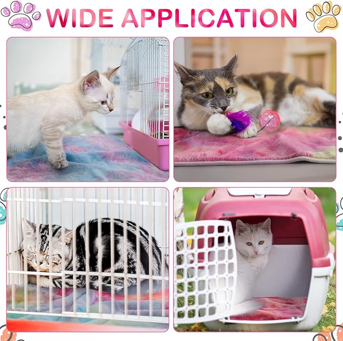 Reginary 4 Pcs Waterproof Guinea Pig Blankets Washable Small Animal Fleece Bedding Guinea Pig Cage Liners Reusable Training Pads Pet Pee Pad Sleep Mat for Hamster(Tie Dye Pattern,24 x 16 Inch)