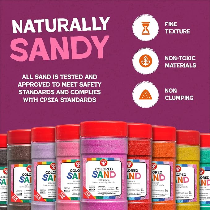 Hygloss Colored Sand for Crafts – 3 lb Bottle, Orange – Vibrant Colorful Fine Sensory Play Sand Art Kits for Kids – Classroom Activities for Children 3 4 5 6 7 8 9 10 11 12 – Safe for Ages 3+