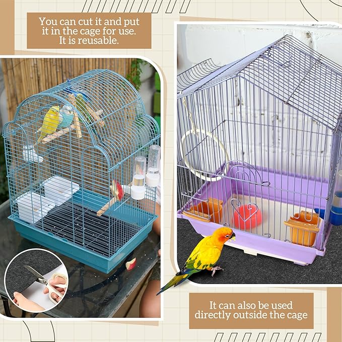 Nuanchu Large Bird Cage Mat, 48 x 48 Inch Under Pet Cage Mat, Absorbent/Waterproof Felt Pad for Bird Cages, Reptile Aquariums, Dog Kennels, with Non-Slip Backing for Hard Floors and Surfaces