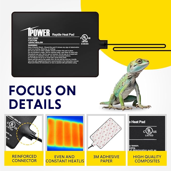iPower 6 by 8-Inch 8W Reptile Heat Mat, LCD Digital Aquarium Thermometer, Under Tank Warmer Terrarium Heat Pad for Turtles Lizards Frogs and Other Small Animals, Multi Sizes