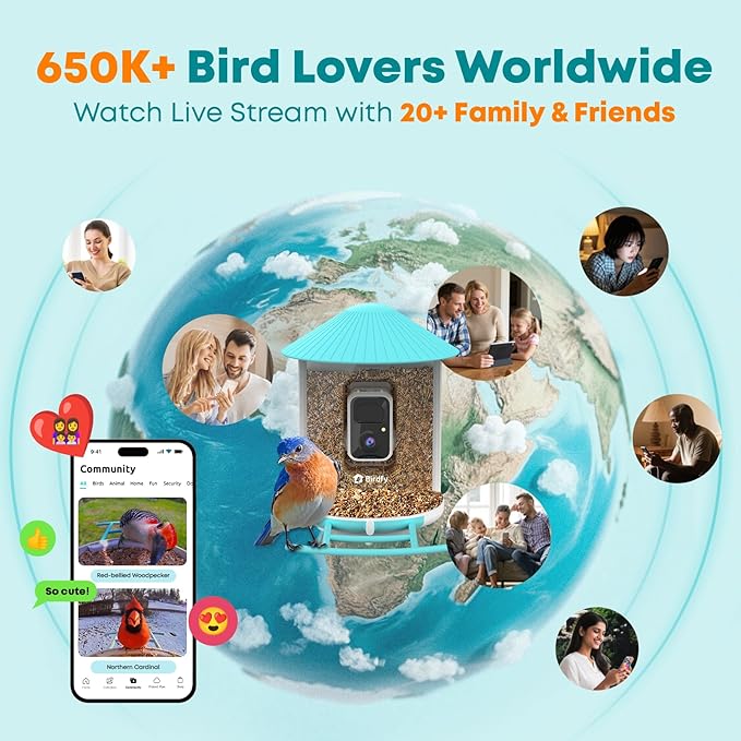 NETVUE by Birdfy Smart Bird Feeder with AI Camera, Auto Capture Videos & Motion Detection, Live Steam, Wireless Wildbird Watching, Outdoor Backyard Birder(AI by Subscription)
