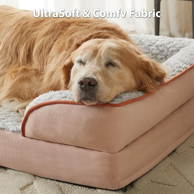 LEXTRO Orthopedic Dog Bed for Extra Large Dogs, Egg Crate Foam Bed for Extra Large Dogs, Equipped with Removable Waterproof Pillow Cover and Anti-Slip Bottom, Pet Bed