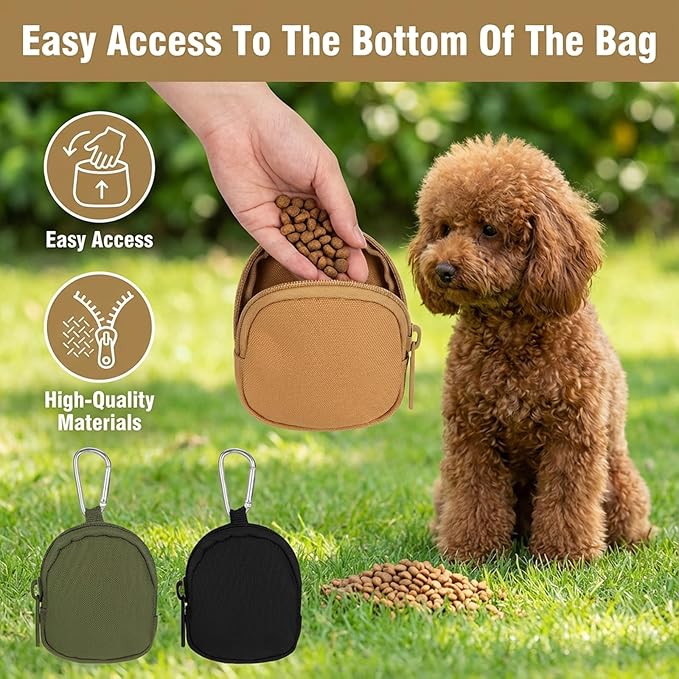 Dog Training Reward Pouch 3 Pcs Dog Treat Pouches with Carabiner and Zipper Reusable Dogs Treats Container for Training Reward, Travel or Outdoor Use