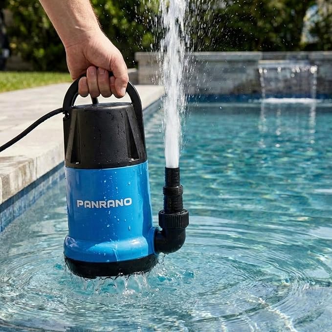 Sump Pump 1HP Submersible Clean Dirty Water Pump 3700GPH Portable Draining Pumps for Pool Hot Tubs Basement Water Transfer, Light Blue