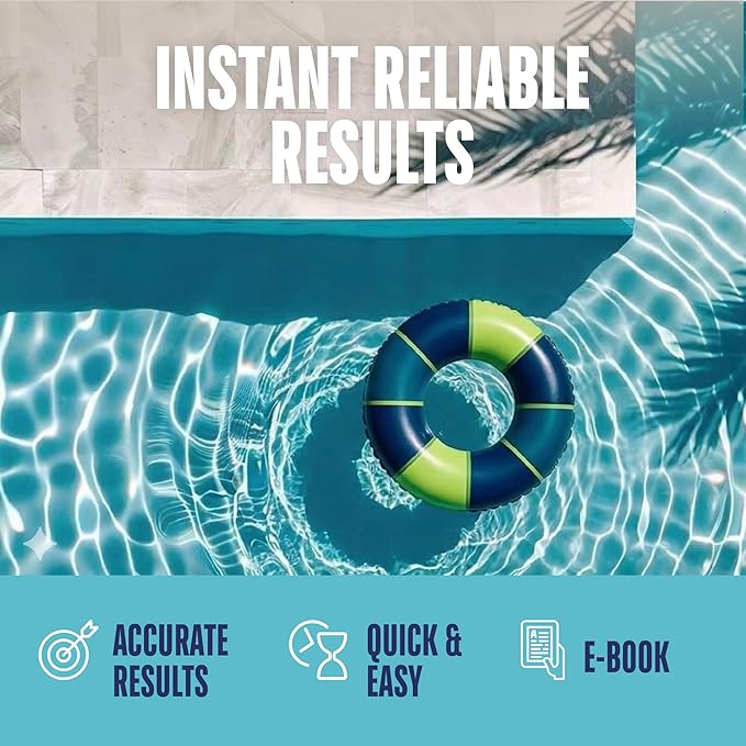 JNW 7-in-1 Pool Test Strips, 100 Quick & Accurate Test Strips for Pool Water, Spa Test Strips for Hot Tub, Chlorine Test Strips, Bromine, pH, Alkalinity, Hardness & More - Swimming Pool Test Kit