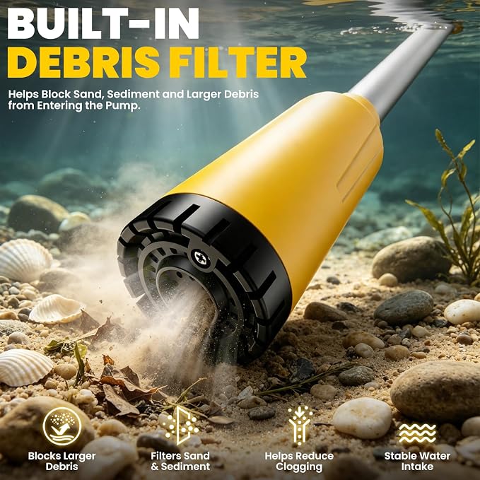 Cordless Stick Water Transfer Pump for Dewalt 20V Batteries (Tool Only) | 720 GPH Brushless Electric Submersible Pump, Portable Sump & Utility Pump for Pool, Garden, Pond, Boat & RV