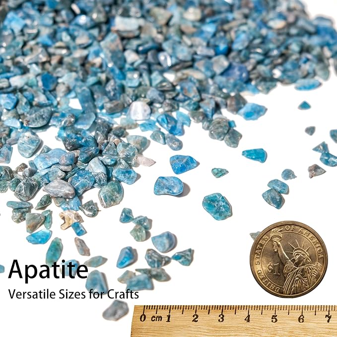 Apatite Crystal Chips Bulk 1lb, 900+ Pieces, 5-8mm Natural Gemstones