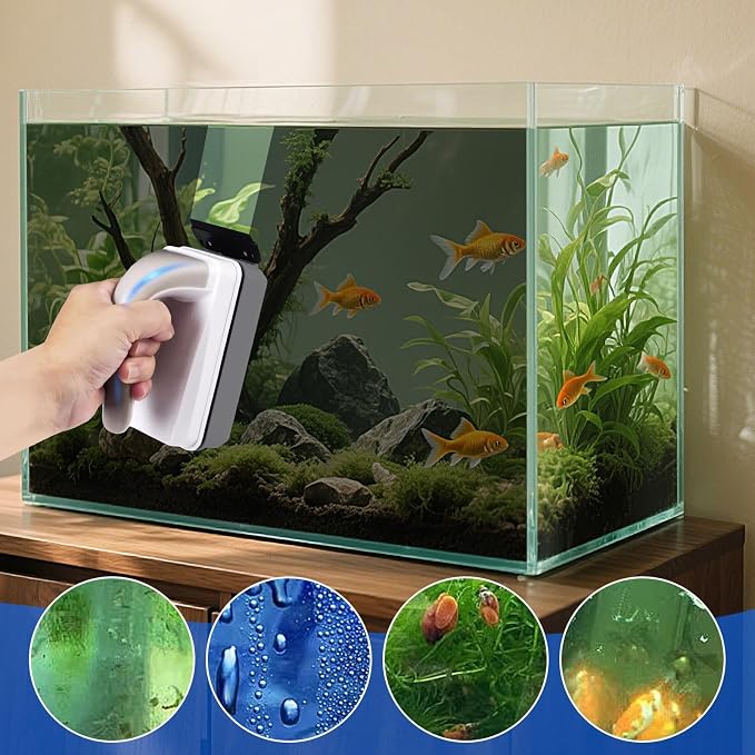 Aquarium Tank Magnetic Cleaner Magnetic Algae Scraper for Glass Aquariums | Cleaning Brush Floating Scrubbing Tools for School Office Home Apartment