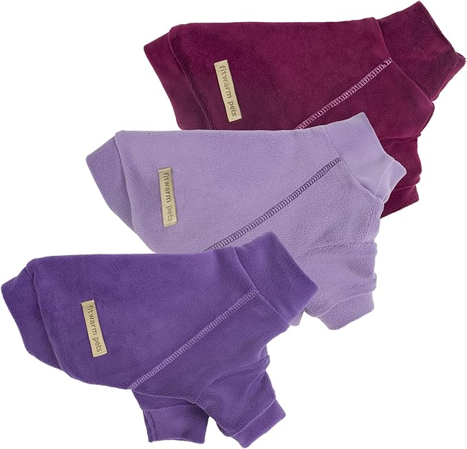 Fitwarm 3 Pack Classic Fleece Dog Sweater, Turtleneck Dog Sweatshirt, Dog Winter Clothes for Small Dogs Boy Girl, Pet Pullover Jumper, Cat Apparel, Purple, MediumPurple, Dark Red, XL