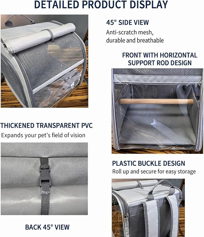 Bird Backpack Carrier,Bird Travel Cage with Standing Perch and Removable Tray,for Small Birds Parrot Parakeet,2,38 * 24 * 31cm