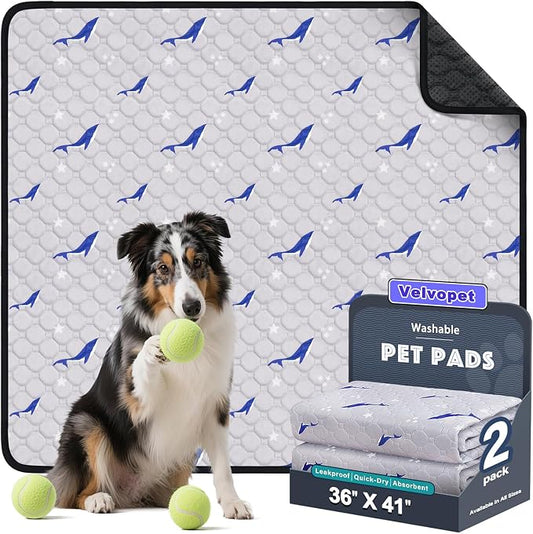Washable Pee Pads for Dogs, 2 Pack Puppy Pads, Super Absorbent & Leakproof with Anti-Slip Bottom for Dog Training, Crates, Car, Pet Pee Pads, and Furniture Protection,36"x41"