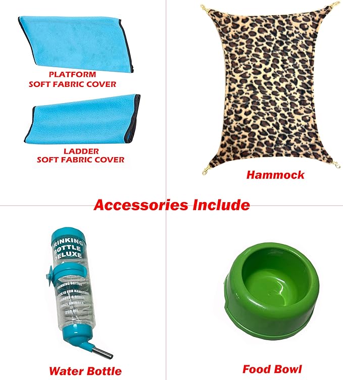 Two Full Story Deluxe Double Unit Critter Home Cage Double Durable Front Doors Safety Lock Tight 1/2-inch Wire Spacing for Feisty Ferret Hammock Chinchilla Cat Rat Gerbil Sugar Glider On Wheels