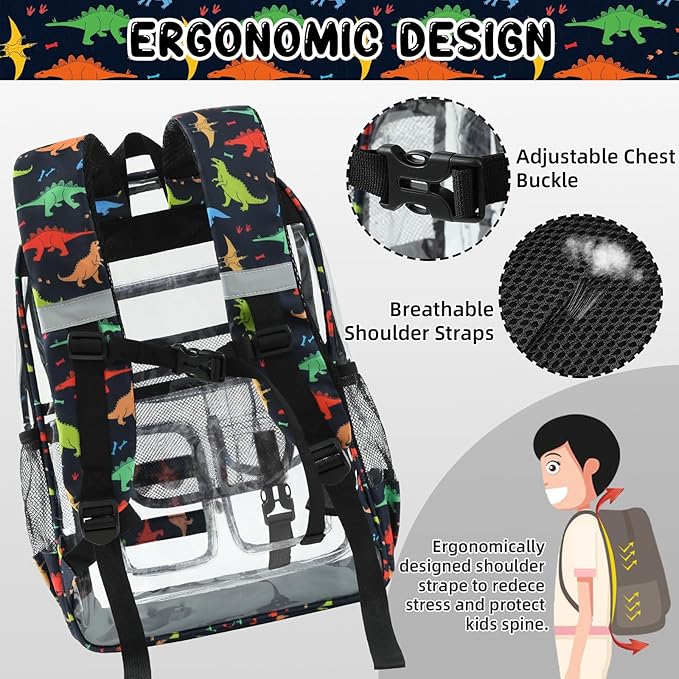 Clear Backpack Heavy Duty, Clear Bookbag with Pencil Case, Large See Through Backpack Plastic Transparent Backpacks for Primary College Work Travel