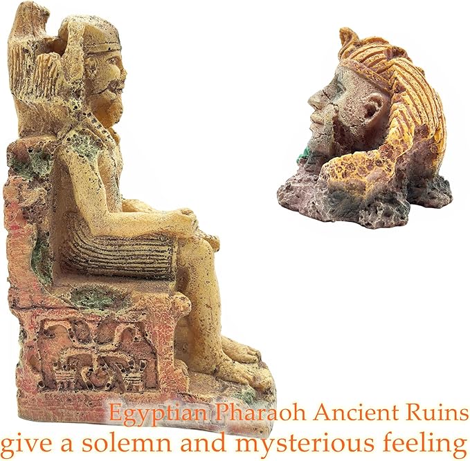 M2cbridge Aquarium Decor Castle Shipwreck Ornament Underwater Landscape(Egyptian Pharaohs)