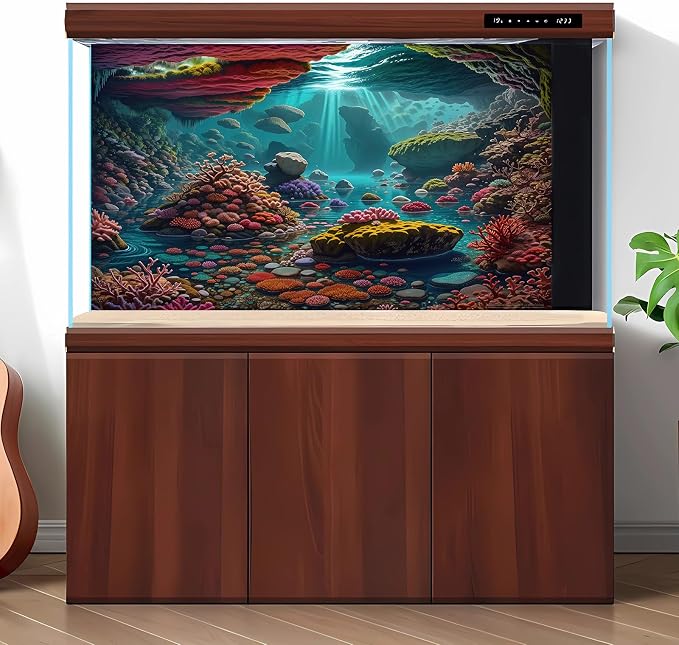 Under The Sea Aquarium Background Underwater Scene Tropical Corals Fish Tank Background Deep Ocean Sea Colourful Reefs Cave Sunray Aquarium Tank Backgrounds Ocean Seabed Life Backgrounds 72x24in