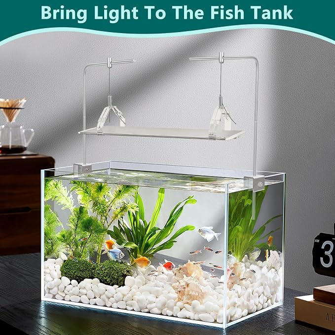 2Pcs Aquarium Light Rack, Adjustable Aquarium High Brightness Light Hanging Holder Kit for Freshwater & Saltwater Fish Tanks