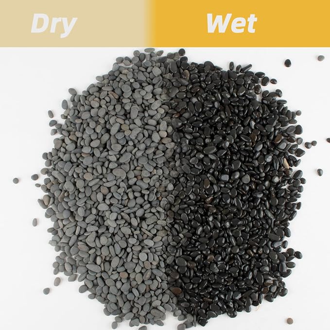 Black Rock, CJGQ 3lb River Rocks Pebbles for Plants Succulents, Decorative Outdoor Landscaping Garden Rocks, Natural Small Mexican Beach Pebbles Aquarium Rocks Gravel for Fish Tanks Vase Yard Decor