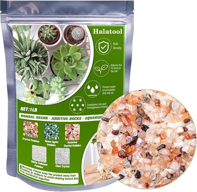 Halatool 1LB Aquarium Gravel, 0.27"-0.79" Crystal Pebbles for Fish & Plants | Polished, Safe, Landscaping Pebbles for Fish Tanks, Succulents, Plant Top Dressing, Fairy Gardens, Vase Filler, Home Decor