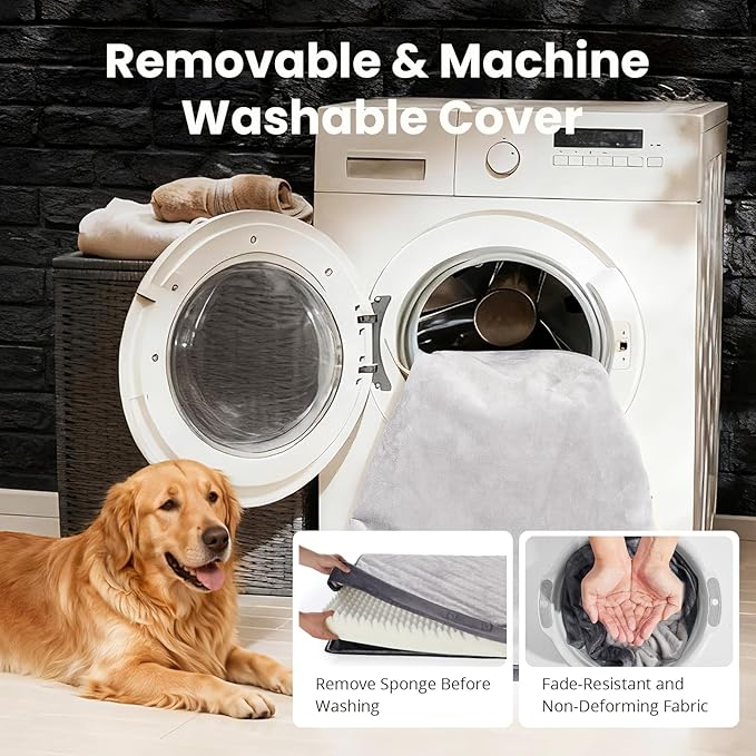 OhGeni Orthopedic Waterproof Dog Bed for Extra Large Dogs, Machine-Washable Removable Cover in Easy-Clean Fabric, High Density Foam & Easy-Carry Handle, Suitable for Crate, 41 inch (Gray)