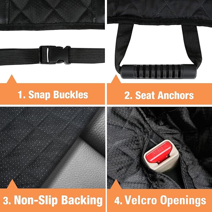 PETICON Waterproof Scratchproof Pet Bench Seat Covers for Cars, SUVs, Nonslip Durable Back Seat Cover for Dogs, Washable Backseat Protection