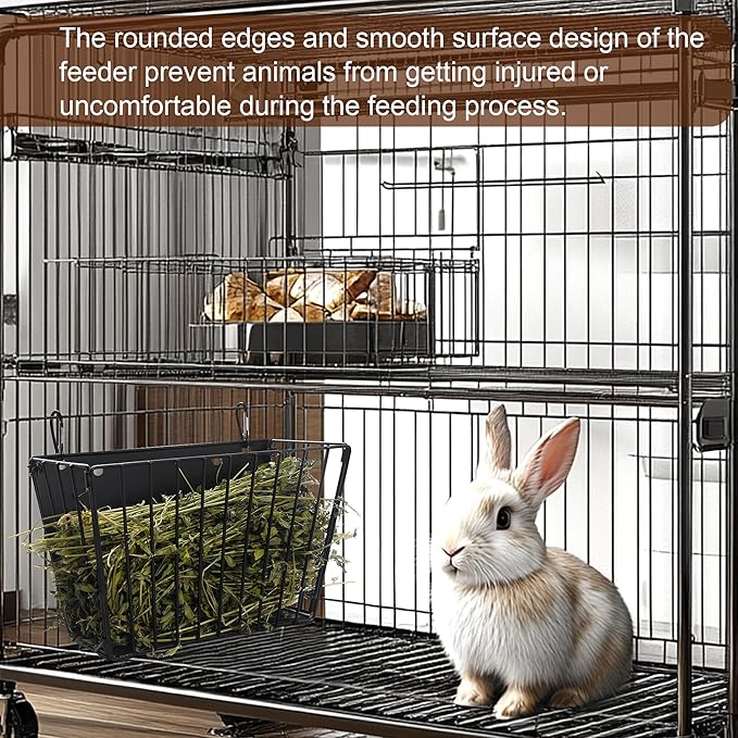 2PCS Rabbit Hay Feeder with Heavy-Duty Metal Frame Guinea Pig Hay Feeder for Rabbits， Bunny, Guinea Pigs, Chinchillas， 9.6x4.5x6.3 inch