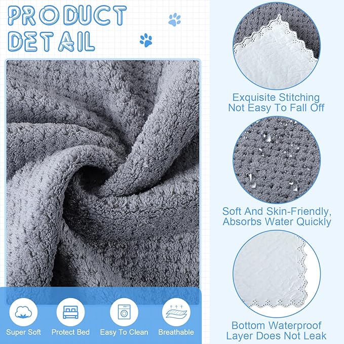 VitalCozy 10 Pcs Guinea Pig Cage Liners Washable Rat Bedding for Guinea Pigs Controlling Absorbent Waterproof Pee Pads Blanket for Rabbits Hamster Small Animal Chinchilla(Grid,14x28 Inch,Gray)