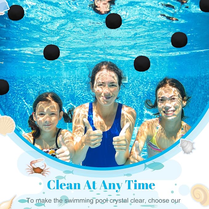 Zubebe Pool Filter Media Balls Fiber Filter Media for Swimming Pool Sand Filters and Bath Center Bathtubs Spas Aquarium and Grime Cleaning Scum (4.6 lbs, Black)