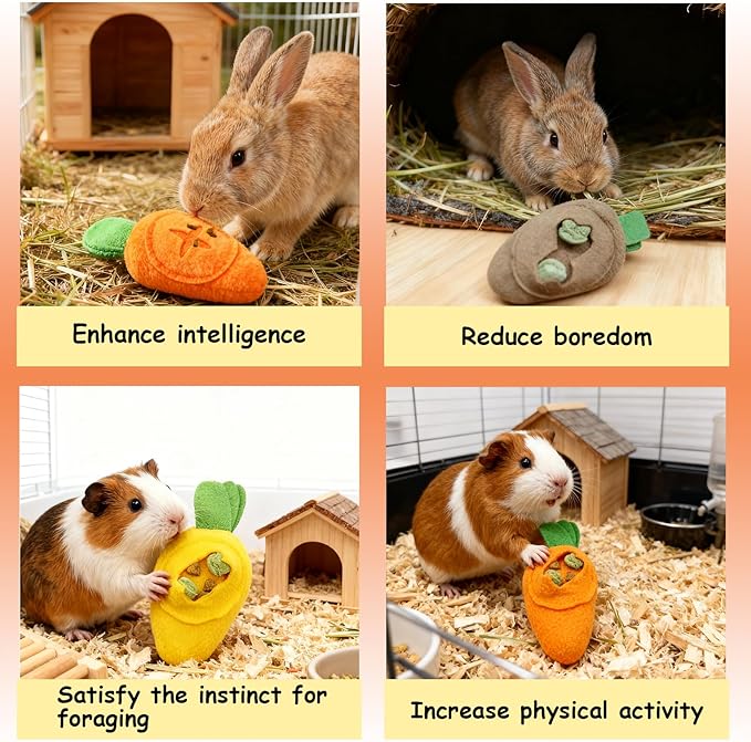 Hamiledyi Guinea Pig Foraging Toys Rabbit Enrichment Interactive Toy for Relieve Boredom Food Hide Puzzle Toys Exercise Acitivity Forage Toy for Hamster Chinchilla Small Animals (6 Pieces)