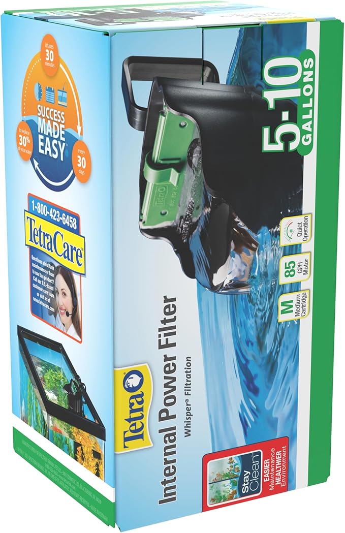 Tetra Whisper Internal Power Filter 5 To 10 Gallons, For aquariums, In-Tank Filtration, Black