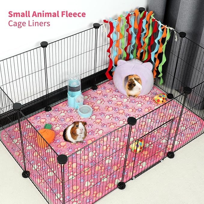 YUEPET Waterproof Guinea Pig Blankets Washable 6 Pack Small Animal Fleece Cage Liners Pet Soft Sleep Mat Pad Cover Warm Flannel Throw for Hamster Guinea Pig Rabbit Chinchilla Hedgehog Ferret 35"×24"