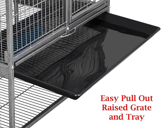 Deluxe Two Tiers Small Animal Critter Cage Tight 1/2-Inch Bar Spacing Water Bottle Food Bowl Feisty Ferret Hammock Chinchilla Rat Mice Squirrel Rabbit Sugar Glider Easy Clean Pull Out Grate Tray