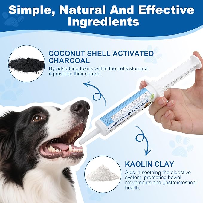 Pet Emergency Activated Charcoal Paste 30 ml (2 Tubes), Toxin Absorber for Dogs & Cats, Digestive Health Support, pet First Aid Kit Essential for Multi-Pet Households