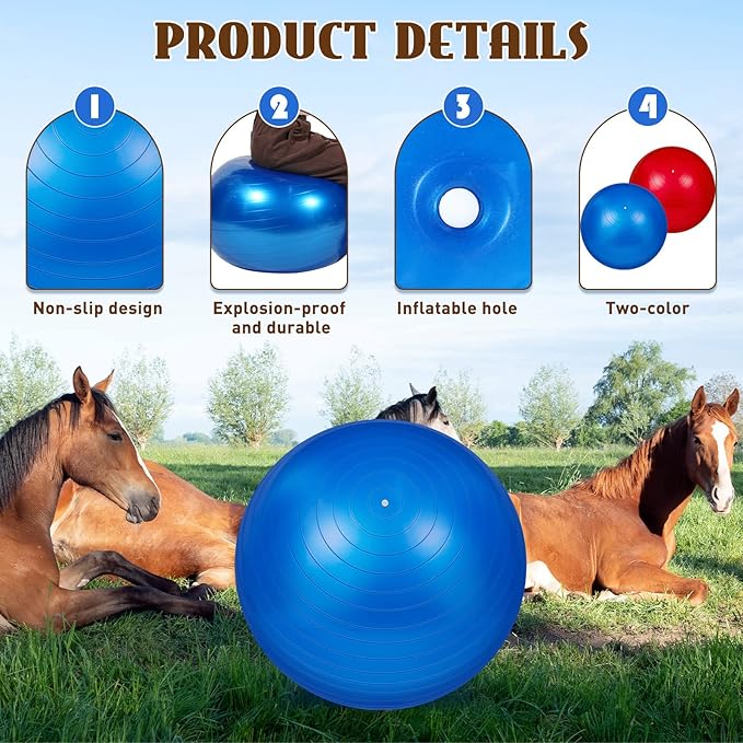 Sotiff 2 Pcs 30 Inch Large Horse Ball for Play Herding Horse Ball for Anti Burst Soccer Toys, Pump Included