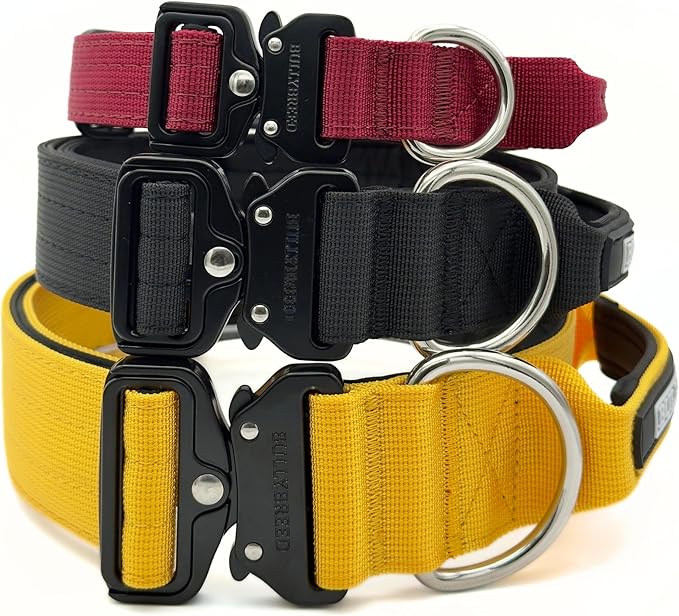 Tactical Dog Collar for Puppy, Heavy Duty Puppy Collar, Dog Collar for Small Dogs, Waterproof Dog Collar, Dog Training Collar, Quick-Release Buckle, Adjustable Sizes – BULLYBREED (Maroon Red, Small)