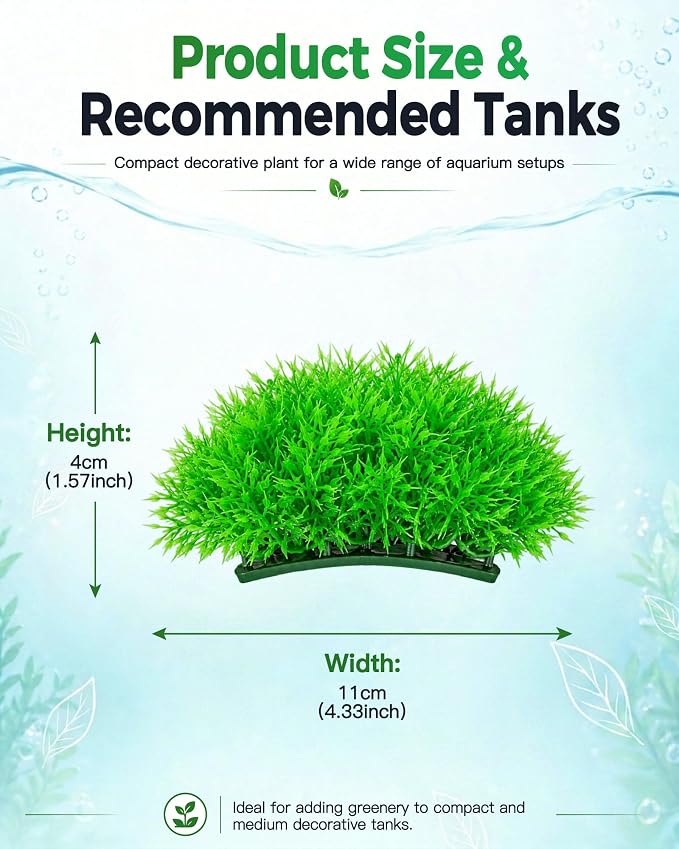 Moonorange 3pcs Dense Artificial Aquarium Plants Weighted Bushy Fake Water Grass Ornament Non-Toxic Soft PVC Fish Tank Decor for Betta Shrimp Turtle Tank Reptile Terrarium Landscape