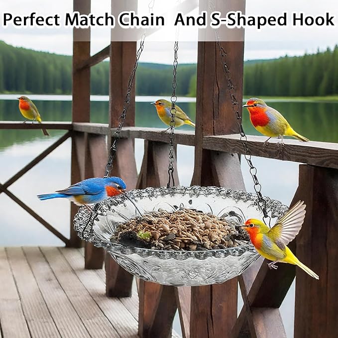 2-Pack Hanging Bird Baths and Feeders for Outdoors, Grey Plastic Bird Water Bowls for Garden and Yard Use