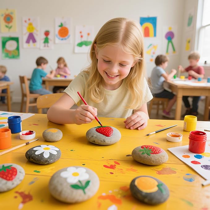 15pcs Rocks for Painting, 5pcs of Each 2-3in, 3-4in, 4-5in, Flat & Smooth River Rocks for Arts & DIY, Kindness Painting Stones for Kids, Garden Deco