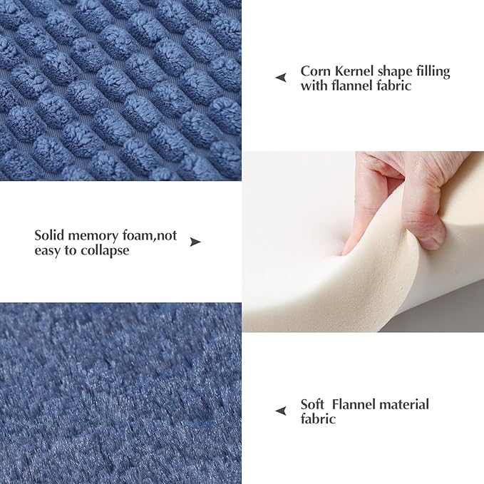 BVAGSS Reversible Dog Crate Pad, Memory Foam Pet Bed Mat, Soft Warm Machine Washable Sleeping Kennel Mattress for Small Medium Dogs XH079 (21''x13''x1.6'',Navy)