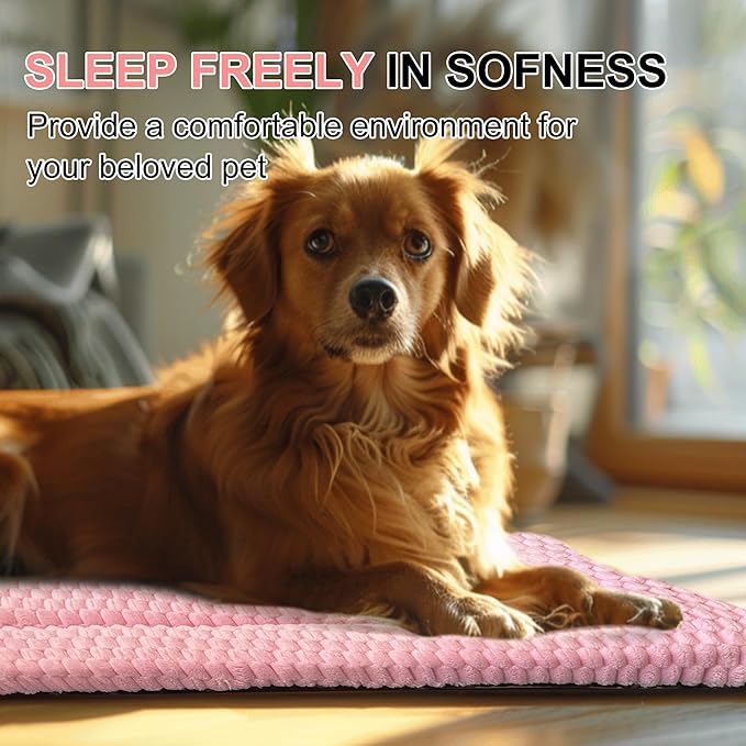 Dog Bed Crate Mat, Soft Durable Washable Anti-Slip Kennel Pad for Dogs & Cats, Reversible (Pink, M(30"*20"*1.5"))