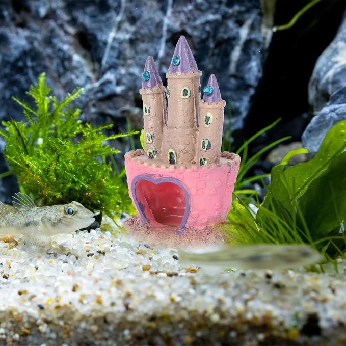 Mipcase Aquarium Castle Decoration Resin Fish Tank Ornament with Fish Hidden Cave Tank House for Betta Freshwater and Saltwater Tanks 4.52 X 2.95 X 2.36 in