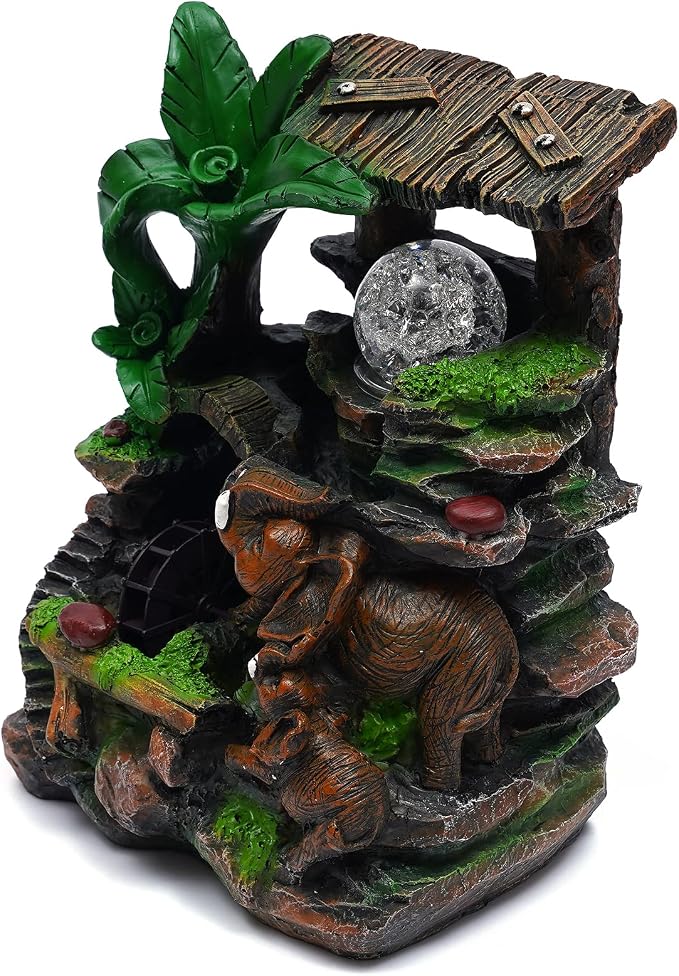 Indoor Fountain Rockery Tabletop Fountain with an Tree Elaxation | Water Feature Meditation Desktop Fountains for Home Office Decor or Giving 7.87' x 5.9'' x 10.23'' with LED Light