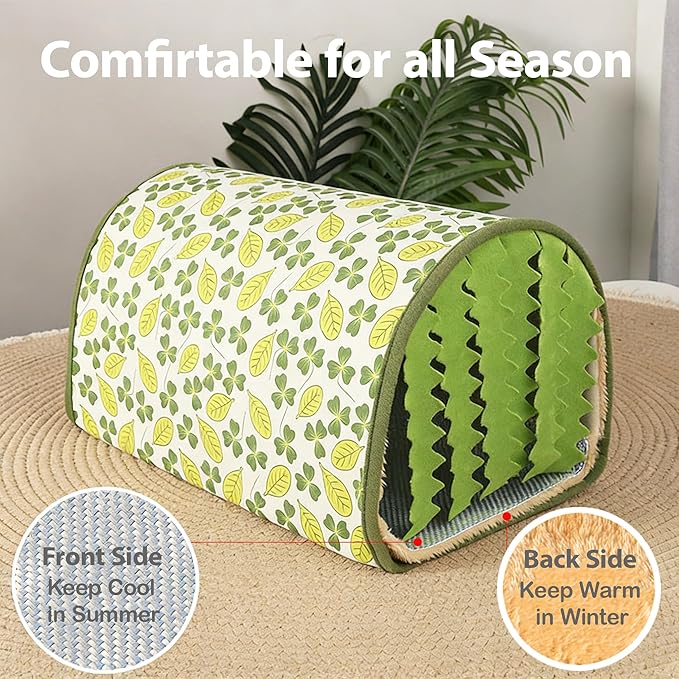 Guinea Pig Hideout Tunnel - Stable Washable Small Animal Tunnel Hide with Curtains,Guinea Pig Accessories for Hamster/Chinchilla/Dwarf Rabbit/Ferret (Green, Medium)