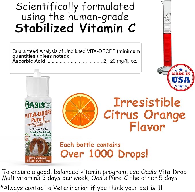 OASIS #80254 Vita Drops-Pure C for Guinea Pig, 2-Ounce, Packaging may vary