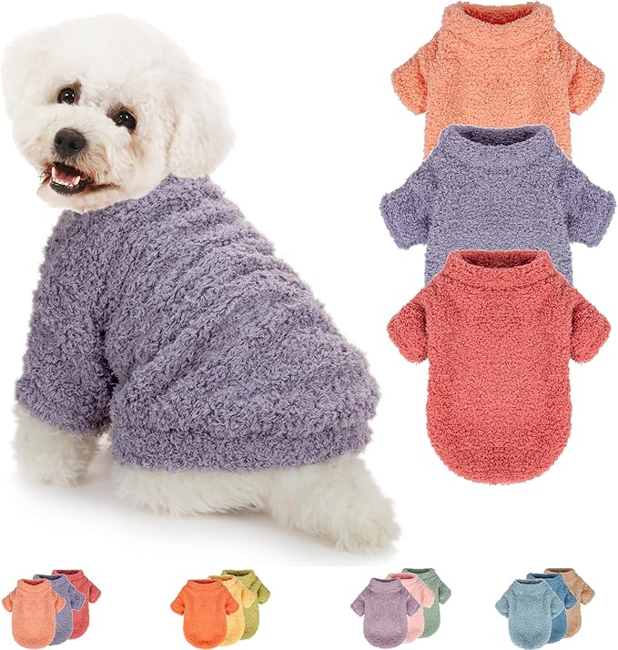 Dog Sweater, 3 Pack Sweaters for Small Dogs Girl, Dog Clothes for Medium Dogs Male or Boy, Ultra Soft and Warm Puppy Coat for Winter Christmas (Large, Pink+Purple+Magenta)