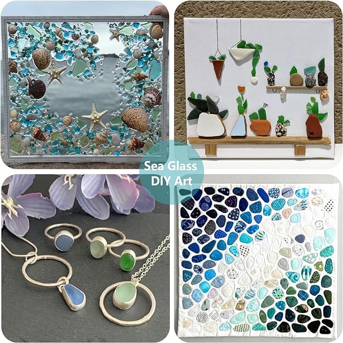 QYGL Sea Glass Stones - 2.9LB/46.4oz Blue Mixed Frosted Glass Pebbles | Glass Gemstones Perfect for Aquarium Rocks, Fish Tank Gravel, Vase Fillers, Seaglass DIY Crafts, and Home Decor
