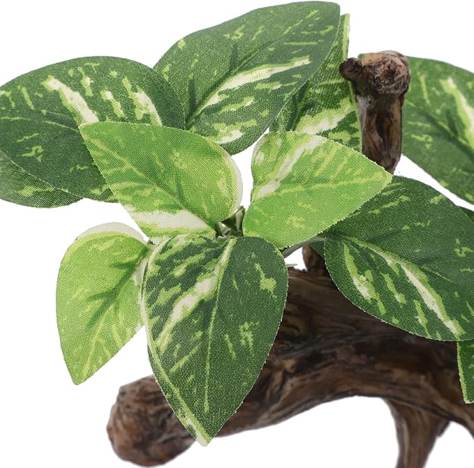 Driftwood Cave Aquarium Decor, Artificial Fish Tank Driftwood Decoration Fake Plant Tree Decorations Realistic Cave Cloth Leaf Plants for Fish Tanks Aquatic Landscapes Ornaments 6. 68x4. 32x3. 93in